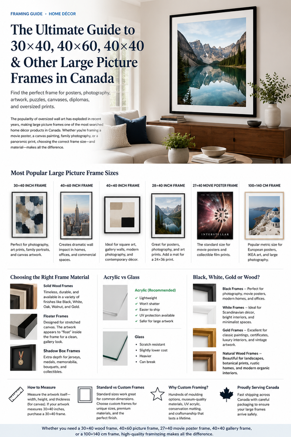 The Ultimate Guide to 30×40, 40×60, 40×40 & Other Large Picture Frames in Canada